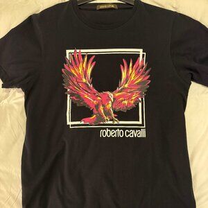 Roberto Cavalli Fire Wings Designer T Shirt - Medium